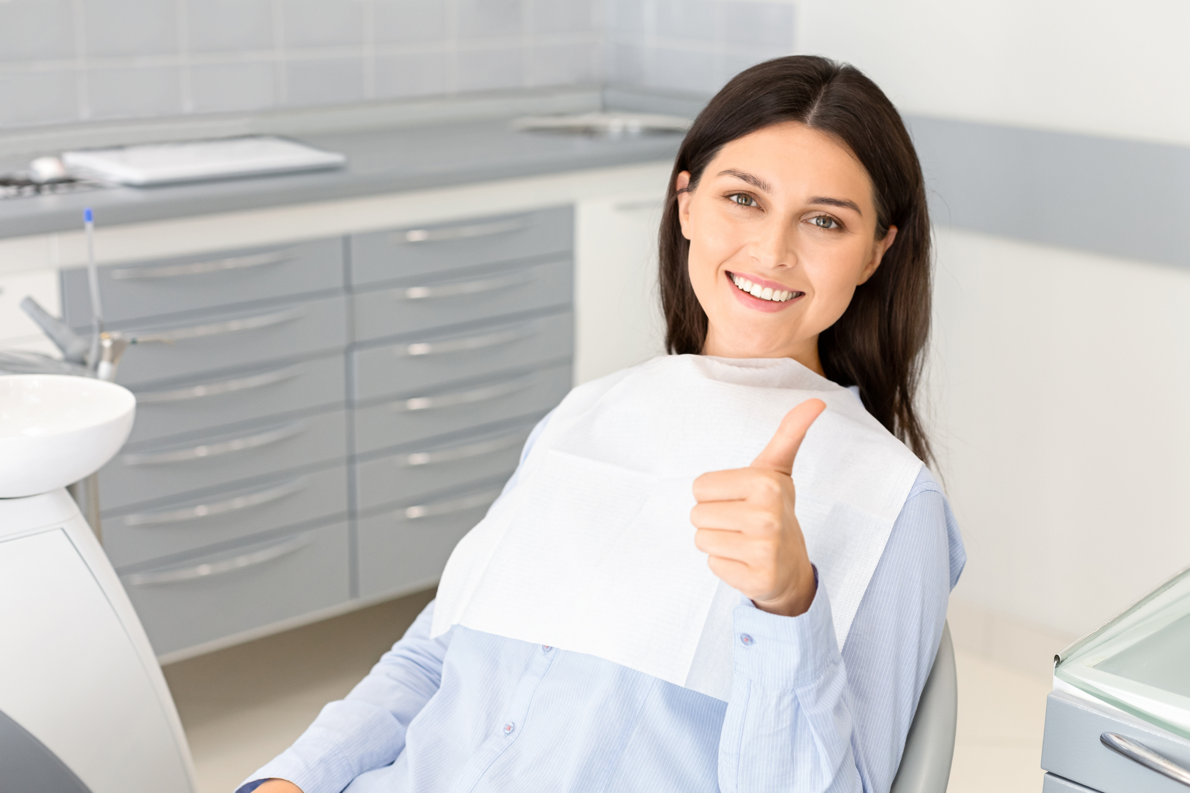 woman smiling at ortho appt